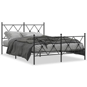 VidaXL Bedframe met hoofd- en voeteneinde metaal zwart 140x190 cm