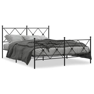 VidaXL Bedframe met hoofd- en voeteneinde metaal zwart 150x200 cm