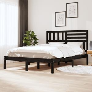 VidaXL Bedframe massief grenenhout zwart 120x190 cm