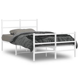 VidaXL Bedframe met hoofd- en voeteneinde metaal wit 120x190 cm