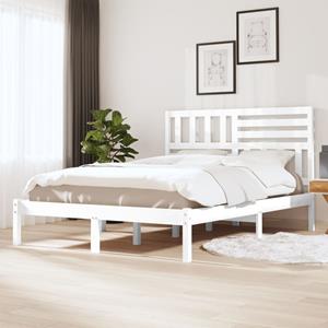 VidaXL Bedframe massief grenenhout wit 135x190 cm