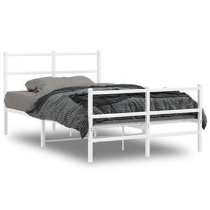 VidaXL Bedframe met hoofd- en voeteneinde metaal wit 120x200 cm