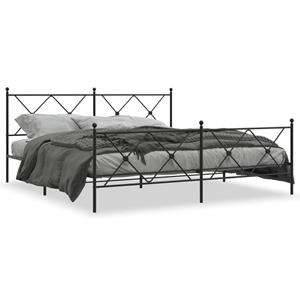 VidaXL Bedframe met hoofd- en voeteneinde metaal zwart 180x200 cm