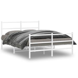 VidaXL Bedframe met hoofd- en voeteneinde metaal wit 135x190 cm