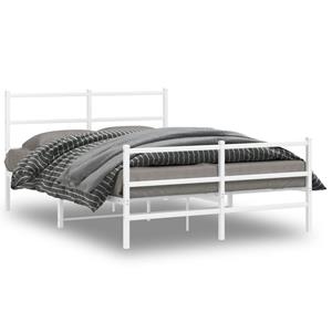 VidaXL Bedframe met hoofd- en voeteneinde metaal wit 140x200 cm