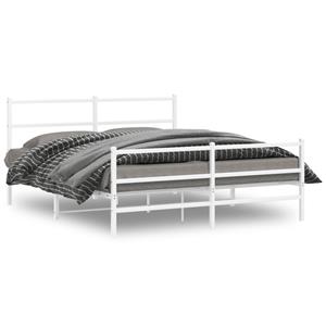 VidaXL Bedframe met hoofd- en voeteneinde metaal wit 150x200 cm