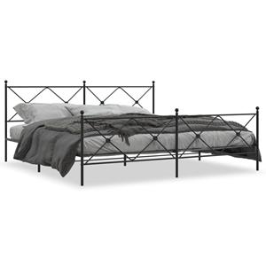 VidaXL Bedframe met hoofd- en voeteneinde metaal zwart 200x200 cm