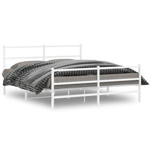 VidaXL Bedframe met hoofd- en voeteneinde metaal wit 160x200 cm