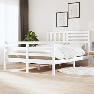 VidaXL Bedframe massief hout wit 135x190 cm