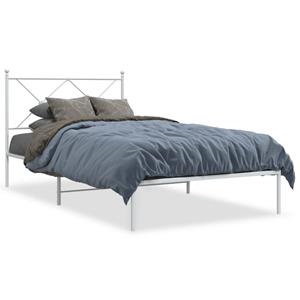 VidaXL Bedframe met hoofdbord metaal wit 100x190 cm