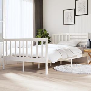 VidaXL Bedframe massief hout wit 135x190 cm