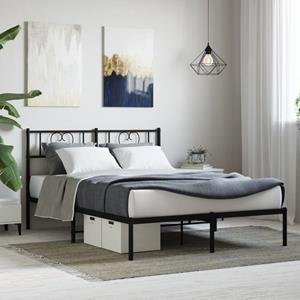 VidaXL Bedframe met hoofdbord metaal zwart 120x190 cm