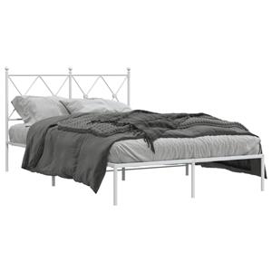 VidaXL Bedframe met hoofdbord metaal wit 120x200 cm