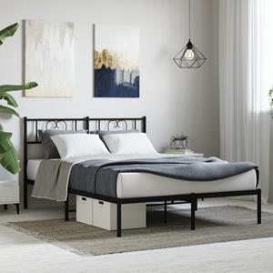 VidaXL Bedframe met hoofdbord metaal zwart 140x190 cm