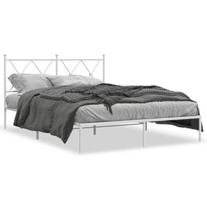 VidaXL Bedframe met hoofdbord metaal wit 140x190 cm