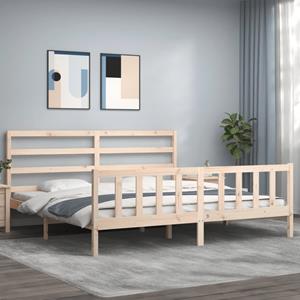 VidaXL Bedframe met hoofdbord massief hout 200x200 cm