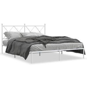 VidaXL Bedframe met hoofdbord metaal wit 150x200 cm