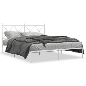 VidaXL Bedframe met hoofdbord metaal wit 160x200 cm