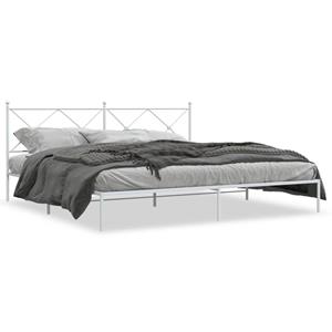 VidaXL Bedframe met hoofdbord metaal wit 200x200 cm