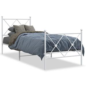 VidaXL Bedframe met hoofd- en voeteneinde metaal wit 75x190 cm