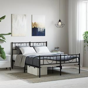 VidaXL Bedframe met hoofd- en voeteneinde metaal zwart 120x190 cm