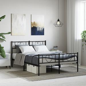 VidaXL Bedframe met hoofd- en voeteneinde metaal zwart 120x200 cm