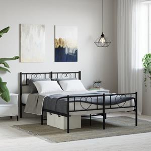 VidaXL Bedframe met hoofd- en voeteneinde metaal zwart 135x190 cm