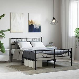 VidaXL Bedframe met hoofd- en voeteneinde metaal zwart 140x190 cm