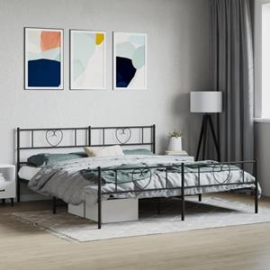 VidaXL Bedframe met hoofd- en voeteneinde metaal zwart 200x200 cm