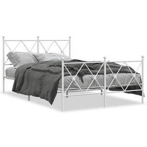 VidaXL Bedframe met hoofd- en voeteneinde metaal wit 120x200 cm