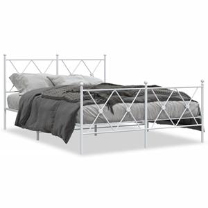 VidaXL Bedframe met hoofd- en voeteneinde metaal wit 140x190 cm