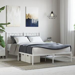 VidaXL Bedframe met hoofdbord metaal wit 120x190 cm