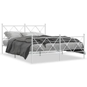 VidaXL Bedframe met hoofd- en voeteneinde metaal wit 150x200 cm