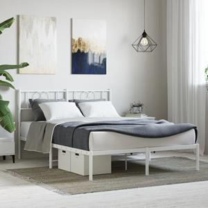 VidaXL Bedframe met hoofdbord metaal wit 135x190 cm