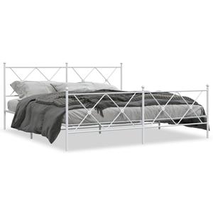 VidaXL Bedframe met hoofd- en voeteneinde metaal wit 180x200 cm