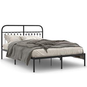 VidaXL Bedframe met hoofdbord metaal zwart 135x190 cm