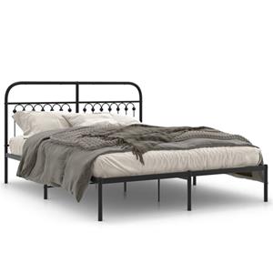 VidaXL Bedframe met hoofdbord metaal zwart 150x200 cm