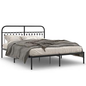 VidaXL Bedframe met hoofdbord metaal zwart 160x200 cm