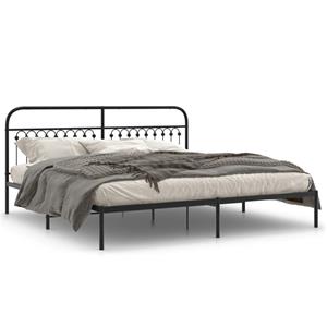 VidaXL Bedframe met hoofdbord metaal zwart 200x200 cm