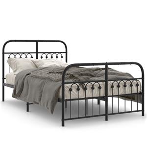 VidaXL Bedframe met hoofd- en voeteneinde metaal zwart 120x190 cm