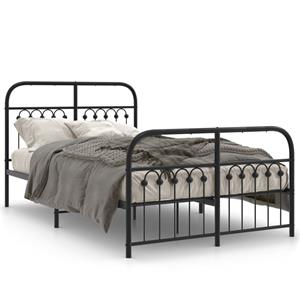 VidaXL Bedframe met hoofd- en voeteneinde metaal zwart 120x200 cm