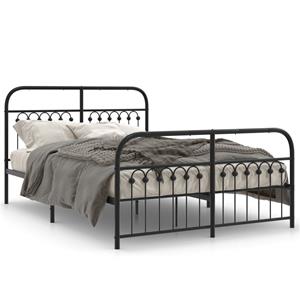 VidaXL Bedframe met hoofd- en voeteneinde metaal zwart 140x190 cm