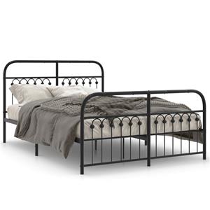 VidaXL Bedframe met hoofd- en voeteneinde metaal zwart 140x200 cm