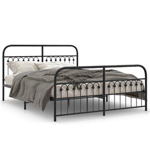 VidaXL Bedframe met hoofd- en voeteneinde metaal zwart 150x200 cm