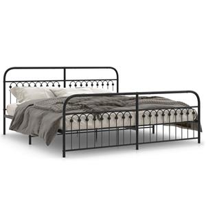 VidaXL Bedframe met hoofd- en voeteneinde metaal zwart 200x200 cm