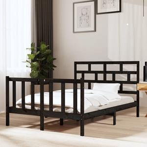 VidaXL Bedframe massief grenenhout zwart 135x190 cm