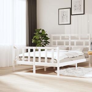 VidaXL Bedframe massief grenenhout wit 160x200 cm