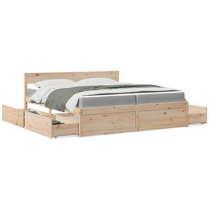 VidaXL Bed met lades en matras massief grenenhout 200x200 cm