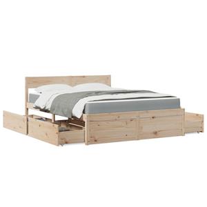 VidaXL Bed met lades en matras massief grenenhout 160x200 cm