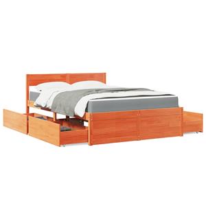 VidaXL Bed met lades en matras massief grenenhout wasbruin 140x190 cm